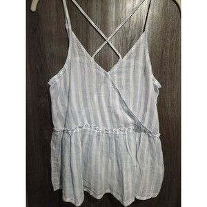 NWT American Eagle Striped Cross-Front Peplum Cami Top S Coquette Cottagecore